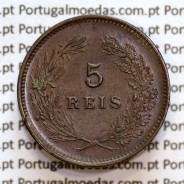 Portugal, 5 Reis 1893 bronze coin of King Carlos I, (XF), World Coins Portugal KM 530