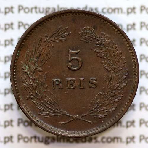 5 réis 1893 bronze D. Carlos I, (Bela), World Coins Portugal KM 530