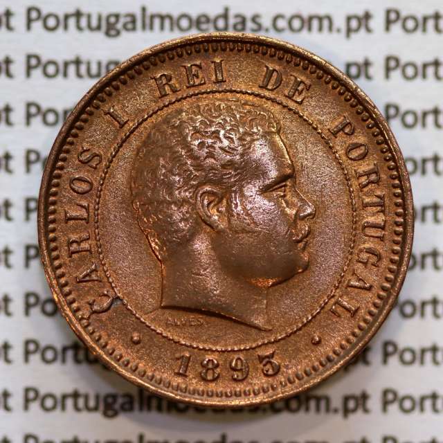 5 réis 1893 bronze D. Carlos I, (Bela), World Coins Portugal KM 530