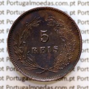 Portugal, 5 Reis 1893 bronze coin of King Carlos I, (XF-), World Coins Portugal KM 530