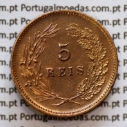 Portugal, 5 Reis 1893 bronze coin of King Carlos I, (XF-), World Coins Portugal KM 530