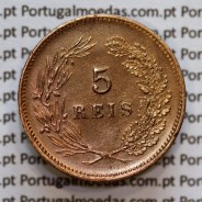 Portugal, 5 Reis 1893 bronze coin of King Carlos I, (XF-), World Coins Portugal KM 530