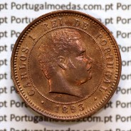 Portugal, 5 Reis 1893 bronze coin of King Carlos I, (XF), World Coins Portugal KM 530