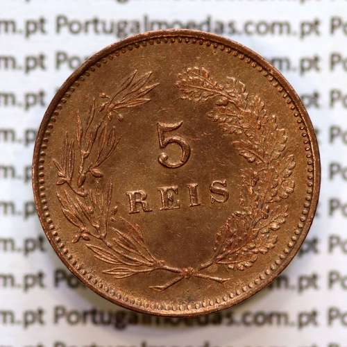 5 réis 1893 bronze D. Carlos I, (Bela), World Coins Portugal KM 530