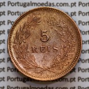 Portugal, 5 Reis 1893 bronze coin of King Carlos I, (XF-), World Coins Portugal KM 530