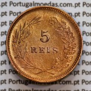 Portugal, 5 Reis 1893 bronze coin of King Carlos I, (XF-), World Coins Portugal KM 530