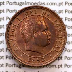 5 réis 1893 bronze D. Carlos I, (MBC+Bela-), World Coins Portugal KM 530