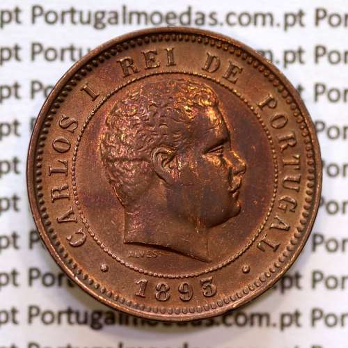 5 réis 1893 bronze D. Carlos I, (MBC+Bela-), World Coins Portugal KM 530