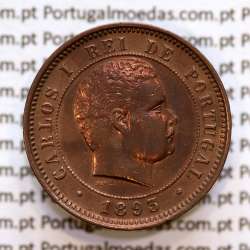 5 réis 1893 bronze D. Carlos I, (MBC+Bela-), World Coins Portugal KM 530