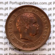 Portugal, 5 Reis 1893 bronze coin of King Carlos I, (VF+/XF-), World Coins Portugal KM 530