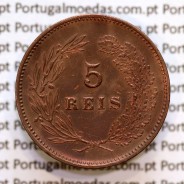Portugal, 5 Reis 1893 bronze coin of King Carlos I, (VF+/XF-), World Coins Portugal KM 530
