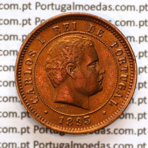 5 réis 1893 bronze D. Carlos I, (MBC+/Bela-), World Coins Portugal KM 530