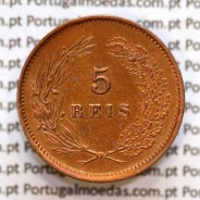 Portugal, 5 Reis 1893 bronze coin of King Carlos I, (VF+/XF-), World Coins Portugal KM 530