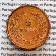 Portugal, 5 Reis 1893 bronze coin of King Carlos I, (VF+/XF-), World Coins Portugal KM 530