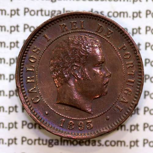 5 réis 1893 bronze D. Carlos I, (MBC+), World Coins Portugal KM 530
