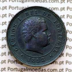 5 réis 1893 bronze D. Carlos I, (MBC+Bela-), World Coins Portugal KM 530