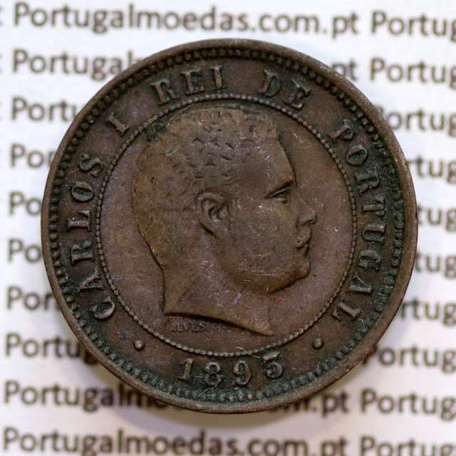 5 réis 1893 bronze D. Carlos I, (MBC), World Coins Portugal KM 530