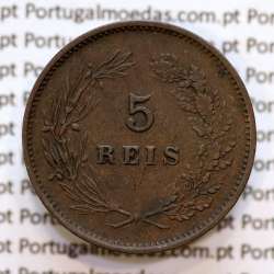Portugal, 5 Reis 1893 bronze coin of King Carlos I, (VF), World Coins Portugal KM 530