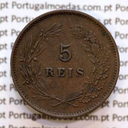 5 réis 1893 bronze D. Carlos I, (MBC), World Coins Portugal KM 530