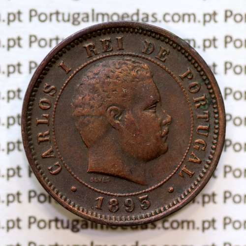 5 réis 1893 bronze D. Carlos I, (MBC), World Coins Portugal KM 530