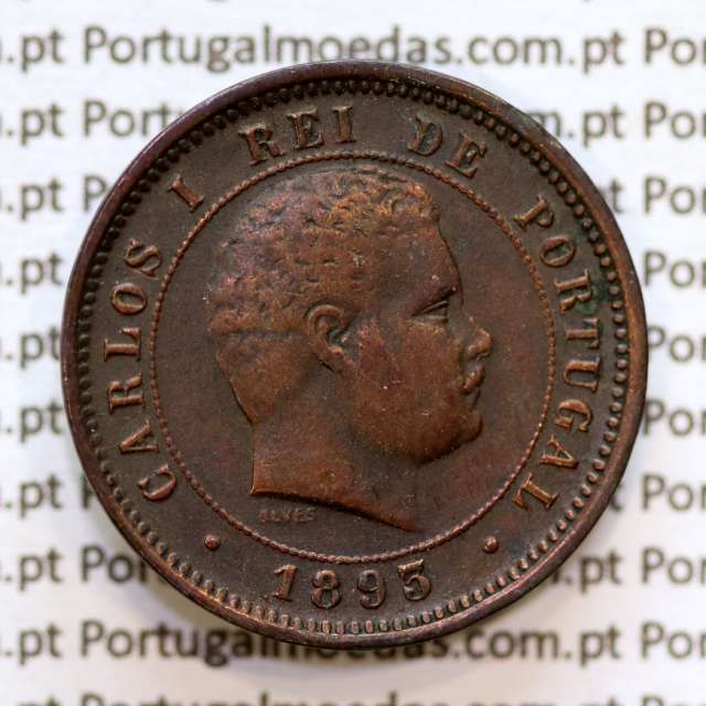 5 réis 1893 bronze D. Carlos I, (MBC), World Coins Portugal KM 530