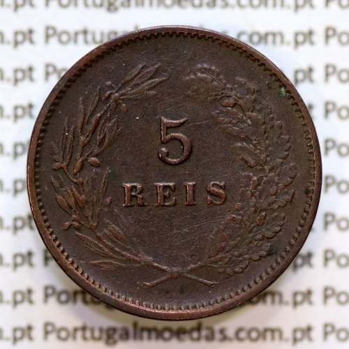5 réis 1893 bronze D. Carlos I, (MBC), World Coins Portugal KM 530