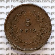 Portugal, 5 Reis 1893 bronze coin of King Carlos I, (VF+), World Coins Portugal KM 530
