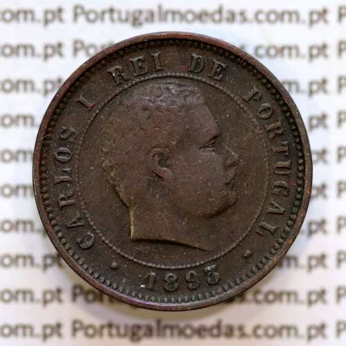 5 réis 1893 bronze D. Carlos I, (MBC), World Coins Portugal KM 530