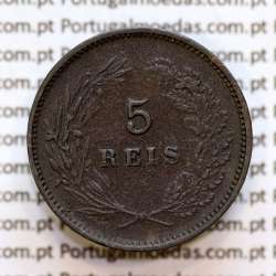 5 réis 1893 bronze D. Carlos I, (MBC), World Coins Portugal KM 530