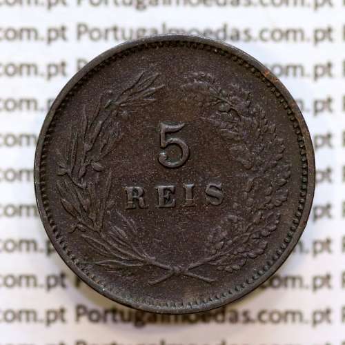 5 réis 1893 bronze D. Carlos I, (MBC), World Coins Portugal KM 530