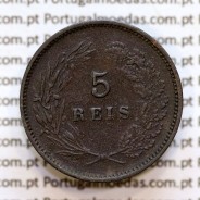 5 réis 1893 bronze D. Carlos I, (MBC), World Coins Portugal KM 530