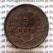 5 réis 1893 bronze D. Carlos I, (MBC), World Coins Portugal KM 530