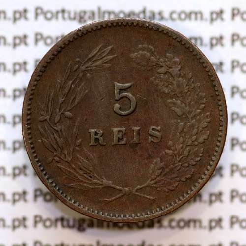 5 réis 1893 bronze D. Carlos I, (MBC), World Coins Portugal KM 530