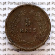 Portugal, 5 Reis 1893 bronze coin of King Carlos I, (VF), World Coins Portugal KM 530