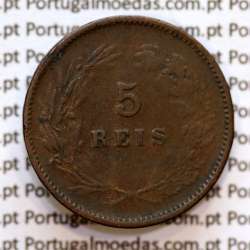 Portugal, 5 Reis 1893 bronze coin of King Carlos I, (VF), World Coins Portugal KM 530