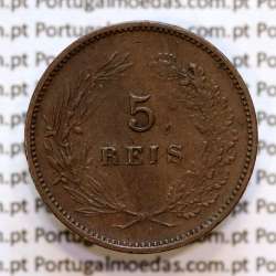 5 réis 1893 bronze D. Carlos I, (MBC-), World Coins Portugal KM 530