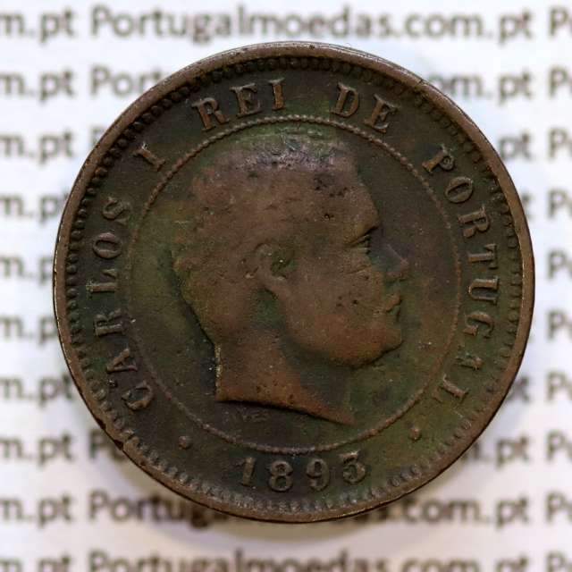 5 réis 1893 bronze D. Carlos I, (BC+), World Coins Portugal KM 530