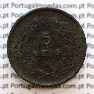 Portugal, 5 Reis 1893 bronze coin of King Carlos I, (F+), World Coins Portugal KM 530