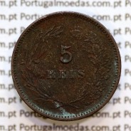 Portugal, 5 Reis 1893 bronze coin of King Carlos I, (F), World Coins Portugal KM 530