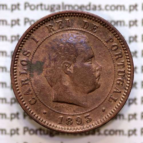 5 réis 1893 bronze D. Carlos I, (BC), World Coins Portugal KM 530