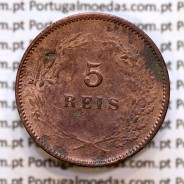 Portugal, 5 Reis 1893 bronze coin of King Carlos I, (F), World Coins Portugal KM 530