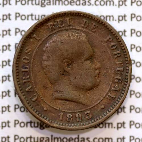 5 réis 1893 bronze D. Carlos I, (BC), World Coins Portugal KM 530