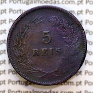 Portugal, 5 Reis 1893 bronze coin of King Carlos I, (F+), World Coins Portugal KM 530