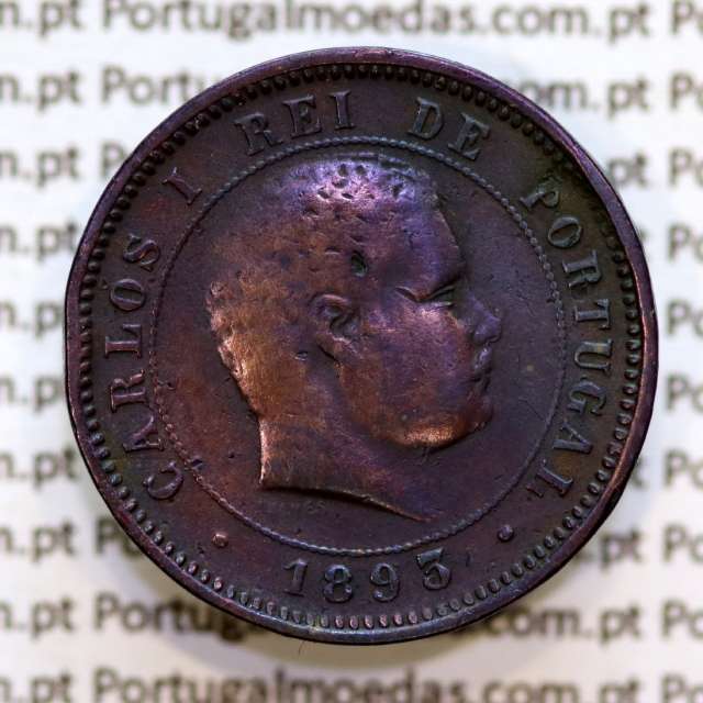 5 réis 1893 bronze D. Carlos I, (BC+), World Coins Portugal KM 530