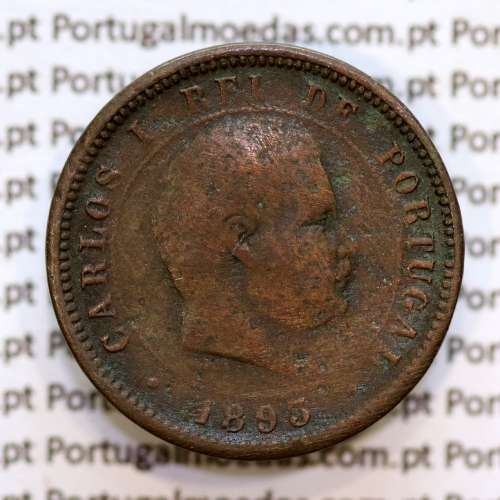 5 réis 1893 bronze D. Carlos I, (BC), World Coins Portugal KM 530