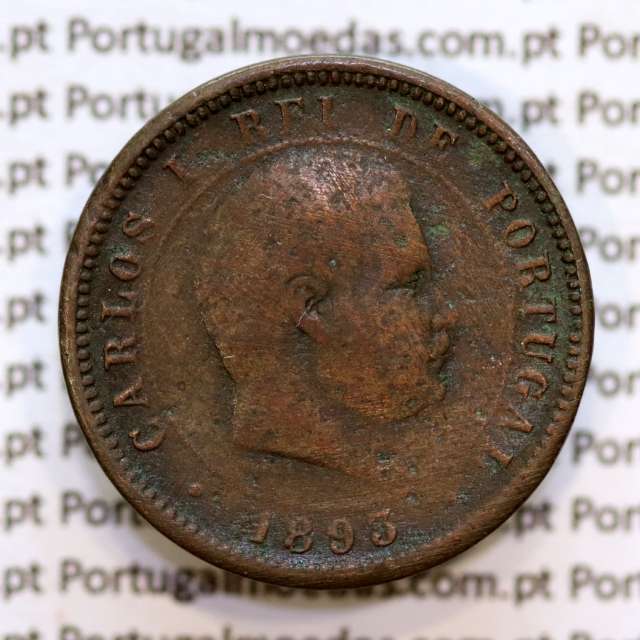 5 réis 1893 bronze D. Carlos I, (BC), World Coins Portugal KM 530
