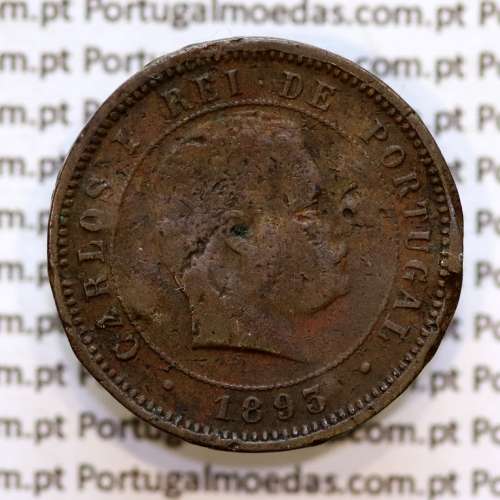 5 réis 1893 bronze D. Carlos I, (BC-), World Coins Portugal KM 530
