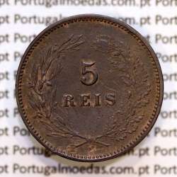 5 réis 1897 bronze D. Carlos I, (MBC+), World Coins Portugal KM 530