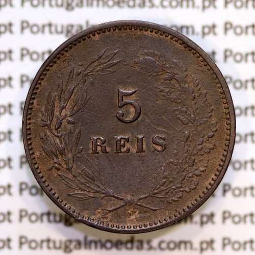 5 réis 1897 bronze D. Carlos I, (MBC+), World Coins Portugal KM 530