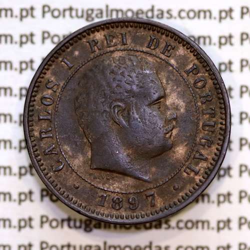 5 réis 1897 bronze D. Carlos I, (MBC+), World Coins Portugal KM 530